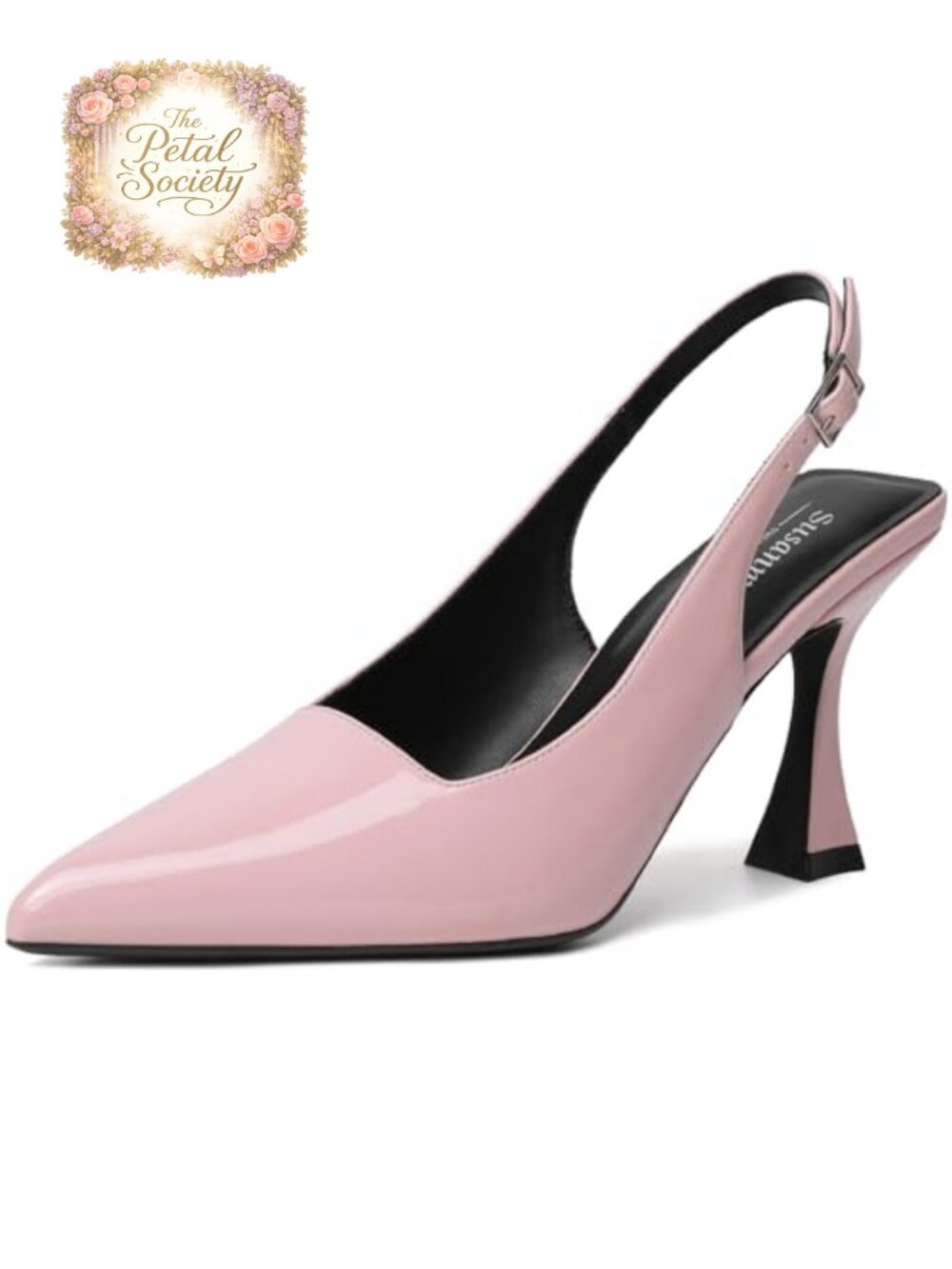 Slingback Kitten Heels Elegant Dressy Pumps Closed Pointy Toe Chunky High Heels